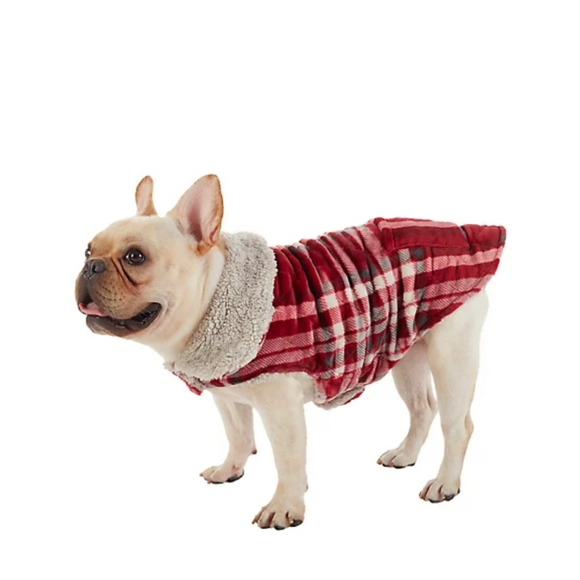 UGG Dog Ugg Avery Quilted Petco Plaid Faux Fur Fleece Lined New Red